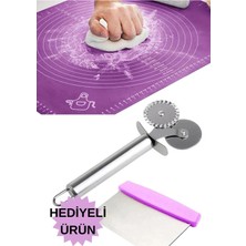 Feyza Design Silikon Hamur Açma Matı ve Çok Amaçlı Hamur Kesici Seti
