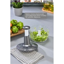 Feyza Design Paslanmaz Çelik 3 Bıçaklı Sebze Meyve Doğrayıcı, Koyu Gri