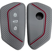 Satışmax Golf 8 2021+ Caddy 2021+ Tiguan 2024 Leon Cupra Formenter Silikon Anahtar Kılıfı Gri