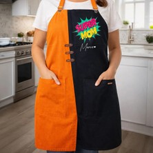 Bk Gift Kişiye Özel Anneler Günü Tasarımlı Turuncu & Siyah Mutfak Önlüğü -2, Aşçı ve Şef Önlüğü, Ev Hediyesi