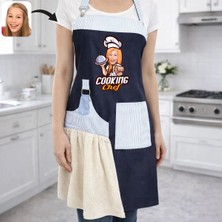 Bk Gift Kişiye Özel Karikatürlü Pamuk Denim Havlu Detaylı Mutfak Önlüğü -1, Aşçı ve Şef Önlüğü, Anneye Hediye