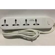 abnturk 4 Universal Priz Girişli Power Tuşlu Uzatma Priz Kablosu