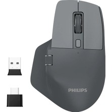 Philips SPK7858 Bluetooth Kablosuz Çift Modlu 4000DPI 7 Tuşlu Optik Mouse Gri