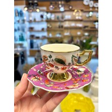 Kosova Evan Lila Çiçekli 2 Tek Kişilik Türk Kahvesi Fincanı