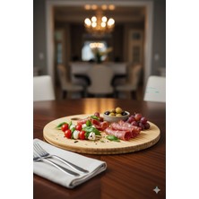 Feyza Design Bambu Yuvarlak Kesme ve Sunum Tahtası 28 Cm, Şık ve Doğa Dostu Kullanım