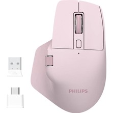 Philips SPK7858 Bluetooth Kablosuz Çift Modlu 4000DPI 7 Tuşlu Optik Sessiz Mouse Pembe