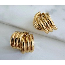 Les Séduisantes C.A. Iç Içe Sarmal Altın Kaplama Küpe Vıp