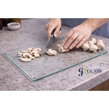 Feyza Design Şeffaf Temperli Cam Kesme ve Sunum Tahtası, Kaymaz, 30X40 Cm, 4mm