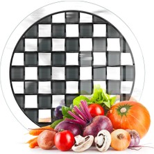 Feyza Design Şık Siyah Beyaz Cam Kesme ve Sunum Tahtası 30X30 cm