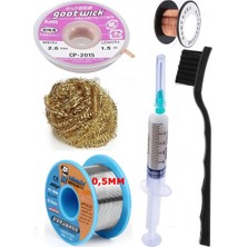 Smnr  Lehimleme Seti Havya Ucu Temizleme Teli Flux,lehim Emme Tel 2,0mm ve Lehim Teli Soldering 40GR 0,5mm ST03