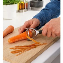 Feyza Design Paslanmaz Çelik Meyve Sebze Soyacağı, Uzunluk 18 Cm, Siyah Renk