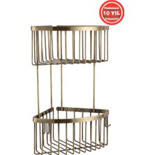 Banyom Home Derin Şampuanlık Paslanmaz Pirinç 2'li 19X19 cm Şampuanlık Banyo Rafı