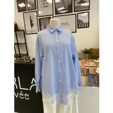 Nurcan Çetin Güpürlü Çizgili Gömlek