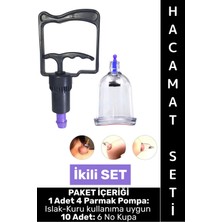 Wintoup #hacamatseti Islak Kuru Kullanıma Uygun 4 Parmak Pompa 10 Adet 6 No Kupa Çekme Ikili Hacamat Seti