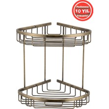 Banyom Home Paslanmaz Pirinç Zerrin 2'li 22X22 cm Şampuanlık Banyo Rafı