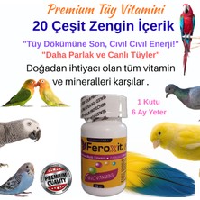 Feroxit Premium Muhabbet Kuşu Vitamini - A D3 E C K Multivitamin Tüy Bakım ve Enerji Tozu 20G