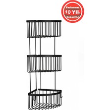 Banyom Home Derin Şampuanlık Paslanmaz Pirinç 3'lü 19X19 cm Şampuanlık Banyo Rafı