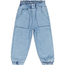 Civil Girls Mobil Çiçek Aksesuarlı 2-5 Yaş Pantolon - Mavi 3-4 Yaş