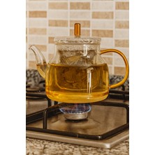 Feyza Design Gold Saplı 900 ml Borosilikat Cam Demlik ve Kapaklı Set