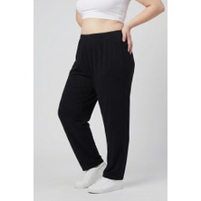 Balkonda Kadın Eşofman Altı Cepli Pantolon Extra Büyük Beden Yazlık Pamuklu Esnek