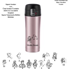 Karaca Kişiye Özel Isimli Tasarımlı Pluton Çelik Sızdırmaz Termos 450 ml Rose Gold