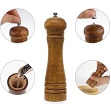 Skygo Doğal Ahşap Gövdeli Öğütücü Seramik Bıçaklı Baharat ve Tuz Değirmeni 27 cm 2 Adet