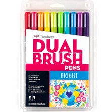 Tombow ABT Dual Brush Pen Grafik Kalemi 10'lu Set - Bright (Parla