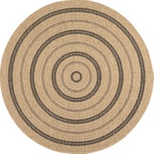 Maison Nazar Nature - Doğal Jüt Efektli ve Siyah Dairesel Desenli Yuvarlak Halı - NAT8863NOI-DAİRE