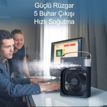 Skygo Buharlı Vantilatör Masaüstü Fan Klima Buharlı Hava Nemlendiricili Vantilatör Buzlu Hava Nemlendirici Özellikli 7 Renk LED Asorti Renk