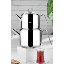 Feyza Design Jumbo Çaydanlık Takımı, Platin Üst Demlik, 2,20 L ve 4,20 L Kapasite