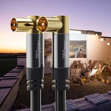 Skygo – 4K Anten Kablosu, Koaksiyel Kablolar – 90° Açılı – 15M – Dijital ve Analog Tv Kablosu – 0,5-20M Arasında Mevcut (Açılı Fiş/açılı Dişi Uç, Dvb-C/dvb-T/dvb-S Için, Siyah)