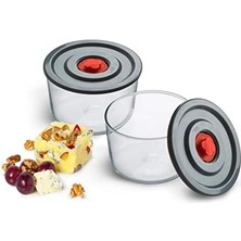 Skygo Yuvarlak 2’li Borosilikat Cam Saklama Kabı Seti, 0.35 L x 2, 116×76 Mm, Sızdırmaz Kapak, Mikrodalga-Fırın-Buzdolabı-Bulaşık Makinesi Uyumlu