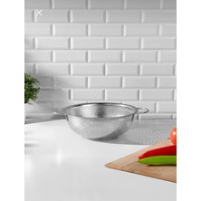 Feyza Design 26 cm Paslanmaz Çelik Makarna Süzgeci, Metal Kulplu, Dayanıklı ve Şık Tasarım