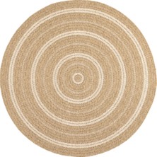 Maison Nazar Nature - Doğal Jüt Efektli ve Beyaz Dairesel Desenli Yuvarlak Halı - NAT8863BLA-DAİRE