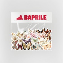 Baprile Kelebekler ve Çiçekler Sticker Paketi 22 Parça Kaliteli Su Geçirmez Etiket Seti