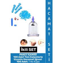 Wintoup #hacamatseti Tüm Kalemlerle Uyumlu Parmak Delme 100 Adet Iğne 100 Adet 7 No Kupa Ikili Hacamat Seti