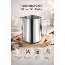 Feyza Design Paslanmaz Çelik Süt Potu, 500 Ml, Profesyonel Barista Pitcher