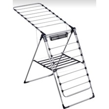 Özgürce Metal Gri Sepetli Çamaşır Kurutmalık Askısı