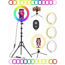 CAILON 10 Inç 26 cm Rgb Ring Light Çok Renkli Tripodlu Tiktok & Youtuber Işığı, Kumanda Hediyeli