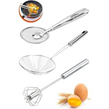 Kitchen Damys Paslanmaz Çelik 3 Parça Mutfak Çeyiz Seti Süzgeç Otomatik Çırpıcı Kevgir
