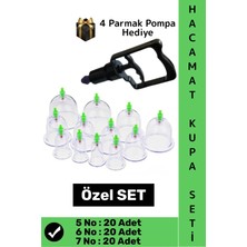 Wintoup #hacamatseti 20 Adet 5-6-7 No Kupa Islak Kuru Kullanıma Uygun 4 Parmak Pompa Hediyeli Hacamat Seti