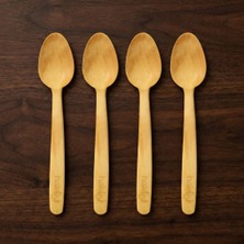 Hakiki 4 Parça El Yapımı Şimşir Tatlı Kaşığı