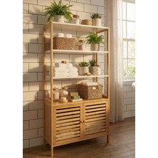 Robin Home Bambu Çok Amaçlı Raflı Banyo Düzenleyici 2 Kapaklı Dolap