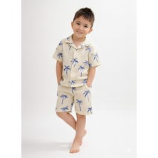 Yiğit Butik Yazlık Erkek Çocuk Waffle Kumaş Gömlek Şort Takım