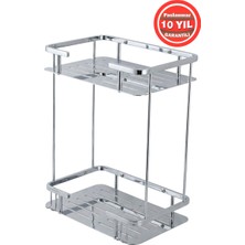 Banyom Home Krom Paslanmaz Pirinç 2'li Lidya Şampuanlık Banyo Rafı
