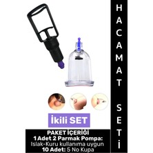 Wintoup #hacamatseti Islak Kuru Kullanıma Uygun 2 Parmak Pompa 10 Adet 5 No Kupa Çekme Ikili Hacamat Seti