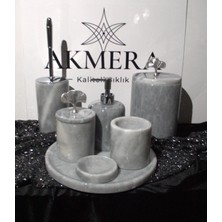 Akmera Home Doğal Gri Mermer 7 Parça Banyo Seti