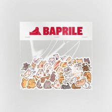 Baprile Kediler 80 Parça Sticker Paketi Kaliteli Su Geçirmez Etiket Seti