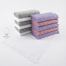 Hera Textile 12'li 3gri-3beyaz-3gülkurusu-3mor Pamuk El ve Mutfak Havlusu 30X50 cm