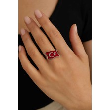 Herşey Nota Türk Bayrağı Figürlü Ayarlanabilir Yüzük – Vatan Temalı Şık Aksesuar | Unisex Ayar Kılavuzlu Yüzük